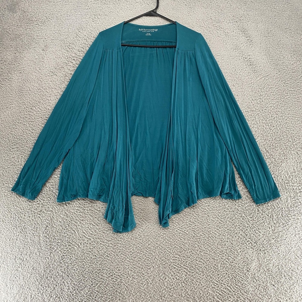 Soft Surroundings Cardigan Sweater Womens XL Layer Open Front Jersey Drape Hem
